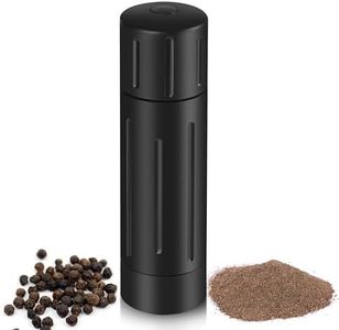 POPWOODS Pepper Grinder Mill, Professional Grade Aluminum Manual Pepper Mill, Refillable High Output Heavy Duty Pepper Grinder with Adjustable Coarseness, Stainless Steel Blade, Lock Button Design