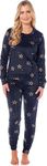 KATE MORGAN Womens Pyjamas Warm Fleece Pyjamas for Women Sets Pjs S-XL | Soft Twosie Pyjama Set for Ladies Gifts for Her NAVY STAR M