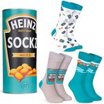 HEINZ Mens Socks Pack of 3 Ketchup Baked Beans Crew Socks for Men Teenagers Soft Breathable Size 8-11 Gifts for Him (Teal Beans)