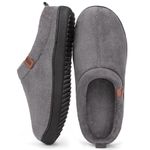 MERRIMAC Men's Slip-on Slippers Comfy Memory Foam Non-slip Indoor House Shoes Grey,9/10 UK