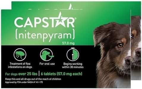Capstar (nitenpyram) for Dogs, Fast-Acting Oral Flea Treatment for Dogs over 25+ lbs, Vet-Recommended Flea Medication Tablets Start Killing Fleas in 30 Minutes, 12 Doses