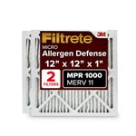 Filtrete 12x12x1, AC Furnace Air Filter, MPR 1000, Micro Allergen Defense, 2-Pack (Exact Dimensions 11.81 x 11.81 x 0.81)