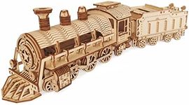 i-CHONY 3D Wooden Puzzle - DIY Mechanical Steam Train Model Kits - Wood Crafts Vehicle Building Model - Wooden STEM Brain Teaser Puzzle - Steam Train Birthday Gifts for Adults Teens Boys Girls