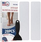 Gecork 28 PCS Shower Floor Non Slip Stickers with Strong Adhesive, Invisible & Durable Anti Slip Shower Stickers with Scraper for Bath Tub, Pools and Stairs(Clear,Wide Rectangle)