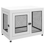 PawHut Dog Crate Furniture End Table w/Soft Washable Cushion, Two Doors, Indoor Pet Kennel for Small Medium Large Dogs w/Wire Mesh, White