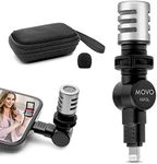 Movo MA5L External Microphone for iPhone, iPad, iOS - Mini Mic for iPhone with MFi-Certified Lightning Jack, 180° Swivel - Apple Smartphone Microphone for Video Recording, Vlogging, Music, Interviews