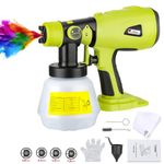 Cordless Paint Sprayer Compatible with Ryobi 18V One+ Lithium Battery,Hipoke 200W HVLP Paint Sprayer Gun 4 Nozzles 3 Patterns for Home Furniture Fencing Decking Wall Ceilings