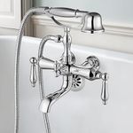 gotonovo 3 3/8 Vintage Bathtub Filler Wall Mount Clawfoot Tub Faucet Shower Kit with Handheld Shower 2-Functions Double Level Handle Vintage Telephone Handheld Shower Polished Chrome