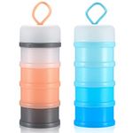 2 Pcs Baby Milk Powder Dispensers, Stackable Portable Infant Baby Powder Milk Dispensers, 4 Layers Formula Powder Storage Dispensers Pots Boxes Container for Grain/Food/Fruit/Snacks/Cereal