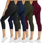 4 Pack Capri Leggings for Women - High Waisted Tummy Control Soft No See-Through Black Yoga Pants for Athletic Workout