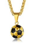 Gold 3D Soccer Pendant Necklace for Men, British Football Ball Charm for Athlete Sport Fan Gift Sporty Necklace for Players