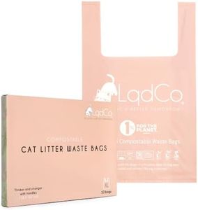 LqdCo. Bio-Based Cat Litter Waste Bags – Extra Thick & Strong XL Bags with Handles, Lavender Scented to Control Odor, Heavy-Duty Tear-Resistant Design for Easy Cleanup