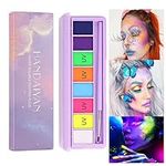 Face Body Paint Oil Palette, Water Activated UV Glow in The Dark Face Paint Neon Eyeliner Palette, Professional Flash Non Toxic Safe Tattoo Halloween FX Party Artist Fancy Makeup Painting Kit For Kids and Adult, 8 Colors