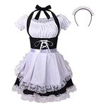 maxToonrain Maid Costume Set,Women's Halloween Costumes Anime Cosplay Party French Maid Outfit Fancy Dress for Womens (4pcs,Black,M)