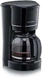 SEVERIN - Cafetera de goteo para 10 tazas, Cafetera de filtro / Cafetera americana con jarra de cristal antigoteo de 1,25, Con placa calefactora y desconexión automática, Negro, KA 4320