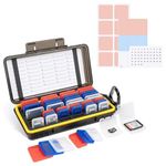 Kiorafoto Micro SD/SD Card Holder Case with 3 Colors Clear Plastic Memory Card Case Box, 24 Pack SD Card Case + 18 Pack Micro SD Card Case, Water-Resistant Memory Card Storage Box with Labels