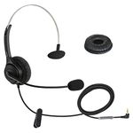 DailyHeadset 2.5 mm Jack Hands Free Headset Over Ear Headphones for Cordless Home Phone Corded Landline Telephones