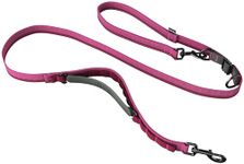 Hands Free Dog Leash - Waist or Shoulder Leash for Walking and Hiking with Medium and Large Dogs, Adjustable 4 to 6 FT Outdoor Bungee Lead with Traffic Handle by Nuvuq (18-120 lbs, Pink)