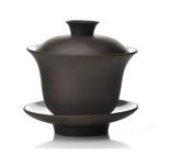 Purple Clay Tea Pot Yi Xing Clay Gaiwan Tea Cup, Black