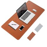 SYGA Desk Pad Protector Waterproof PU Desk Mat Blotters on Desktop Laptop Computer Gaming Keyboard Mouse Pad Non-Slip Desk Writing Mat Cover for Office & Home 90CM * 45CM Brown & Silver