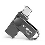 Vansuny 256GB Dual USB Type-C Flash Drive 2 in 1 OTG USB 3.0 Thumb Drive UDP-Tech Waterproof Metal Pen Drive for iPhone 15,Android Smartphones,Tablet,Laptop,PC