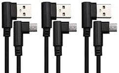 AAOTOKK 3 Ft 90 Degree Micro USB Cable Right Angle USB 2.0 Micro Male Nylon-Braided Fast Sync & Charging Cord Compatible with Android, Samsung, LG,Huawei, Smartphones & More(Black/3-Pack)