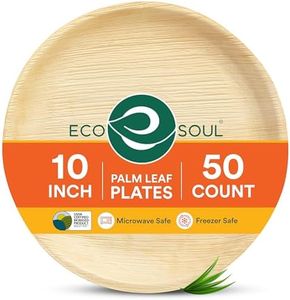 ECO SOUL Compostable 10 Inch Palm Leaf Round Plates (50 Count) Like Bamboo Plates | Biodegradable | Eco-Friendly, Microwave & Oven Safe