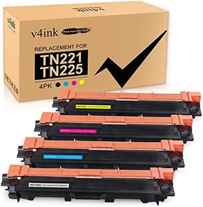 v4ink Compatible Toner Cartridge Replacement for Brother TN221 TN225 (1K+1C+1M+1Y) Work with HL-3140 3142 3150 3152 3170 3172 3180, MFC-9130 9140 9330 9340, DCP-9020, 4-Pack