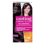 L’Oréal Paris Ammonia Free Semi-Permanent Hair Dye, 300 Darkest Brown, Glossy Hair Colour, Natural Looking Finish For up to 28 Shampoos, Casting Crème Gloss, 1 Application