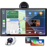 LAMTTO 9 Inch Wireless Car Stereo with Apple Carplay and Android Auto,Backup Camera,Portable Touch Screen Car Play GPS Navigation for Car,Car Audio Receivers with Mirror Link,Bluetooth,FM, Siri