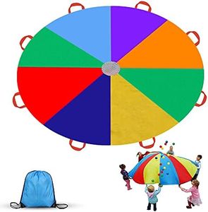 Gimilife 9ft Parachute for Kids, Play Parachute 8 Handles,Multicolored Parachute Toy Indoor,Outdoor Kids Parachute Cooperative Games for Girl Boy Toddlers Birthday Gift(L)