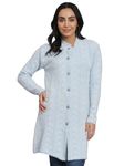 eWools Women's winterwear Woolen Long Coat Cardigan (Sky, 2XL)