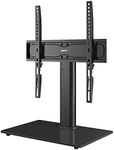 BONTEC Universal Table Top Pedestal TV Stand with Bracket for 26”-55” LCD/LED/Plasma TVs-Height Adjustable stand with 8mm Tempered Glass Base & Cable Management-Holds 40 KG & Max.VESA 400x400mm