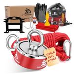 DTLHCNCT Magnet Fishing Kit,1250 lbs Double Sided Strong Magnet with 20m (65 FT) Durable Rope, Carabiner, Rope Winders,Gloves,Grappling Hook & Carrying Bag,11 Piece Complete Set Fishing Magnet Kit