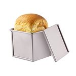 CHEFMADE Mini Pullman Loaf Pan with Lip, 0.55Lb Dough Capacity Non-Stick Rectangle Smooth Toast Box, FDA Approved for Oven Baking (Champagne Gold)