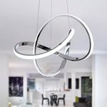 MAYNA Modern Pendant Light with Irregular Ring Lights LED Contemporary Ceiling Dimmable Light Fixture for Kitchen Dining Room Bedroom Kitchen Island Cafe, White, 1 Pack