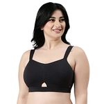 Enamor Women's 95% Cotton, 5% Spandex Wire Free Casual Minimiser Minimizer Bra (A064_Black_36C)