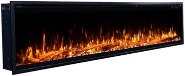 Touchstone Sideline Elite Pro 100" Smart Electric Fireplace- Wall-Mount/Recessed Installation- 6 Realistic Flame Colors- 13-Color Down Lighting- Crackle Sound- 1,500W Heater