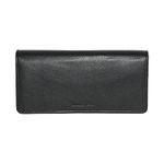 Roots Women's Genuine Leather RFID Blocking Expander Slim Clutch Wallet with 15 Credit Card Slots and 2 Zippered Pocket - Snap Closure, Black