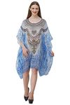 CURVSHAPE Sk0164/ Georgette Printed Multicolor Beach Wear Kaftan Coverup for Women -XL