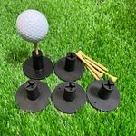 ENERKEEN Rubber Golf Tees for Mats, Driving Range Tee, 5 Pack Golf Rubber Tee Holder Set Indoor Outdoor - Black