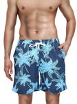 SEMPERFUN Swimming Shorts Men, Mens Swimming Trunks Quick-Drying, Board Shorts for Men Boys, Men's Swim Shorts & Trunks, Mens Swimwear Long Mens Swim Shorts with Mesh Lining, L, Tropical Blue