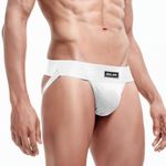 JOCKLAND Men's Jock Strap, Wide Band Mesh Male Underwear Jockstrap Competitive Athletic Supporter for Gym Vasectomy Rugby Marathon (White, M)