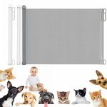 Stair Gates for Dogs, Indoor Dog Gate Retractable Stair Gate Portable Baby Safety Gate, Child Stair Gate for Outdoor Kitchen, Stairs, Hallways, Double Locking System, Super Wide 130cm, White