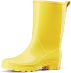 HISEA Women's Mid Calf Rain Boots Waterproof Garden Shoes Anti-Slipping Rainboots for Ladies with Comfort Insole Short Wellies Rubber Rain Shoes Outdoor Work Boots, Size 6 Yellow