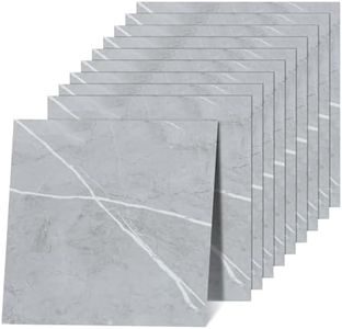 Orgthin Peel and Stick Vinly Floor Tiles, Self Adhesive Floor Tiles 11.8" x 11.8", Grey Marble Flooring Stickers, Flooring Carpet Tiles for Bathroom Bedroom Kitchen Living Room, 10pcs