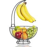 REGAL TRUNK & CO. Large Fruit Basket with Banana Hanger for Kitchen, Rustic French Farmhouse Fruit Bowl with Banana Holder Tree, Removable Banana Holder Fruit Basket, Ideal for Fruit and Vegetables