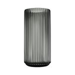 Dinyeo Large Cylinder Ribbed Grey Glass Flower Vase for Farmhouse Dining Table Centerpieces Decor