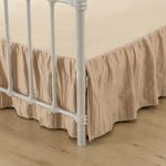 Bed Skirt King Size, Ruffled Bed Skirt with Split Corners, King Bed Skirt 14 Inch Drop, Striped Boho King Size Bed Skirts, Light Camel, 14'' King