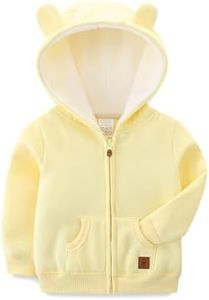 9 Month Baby Boy Clothes Full Zip Hoodie Sweatshirt Cotton Hooded Jackets Coat Casual Fall Tops Yellow